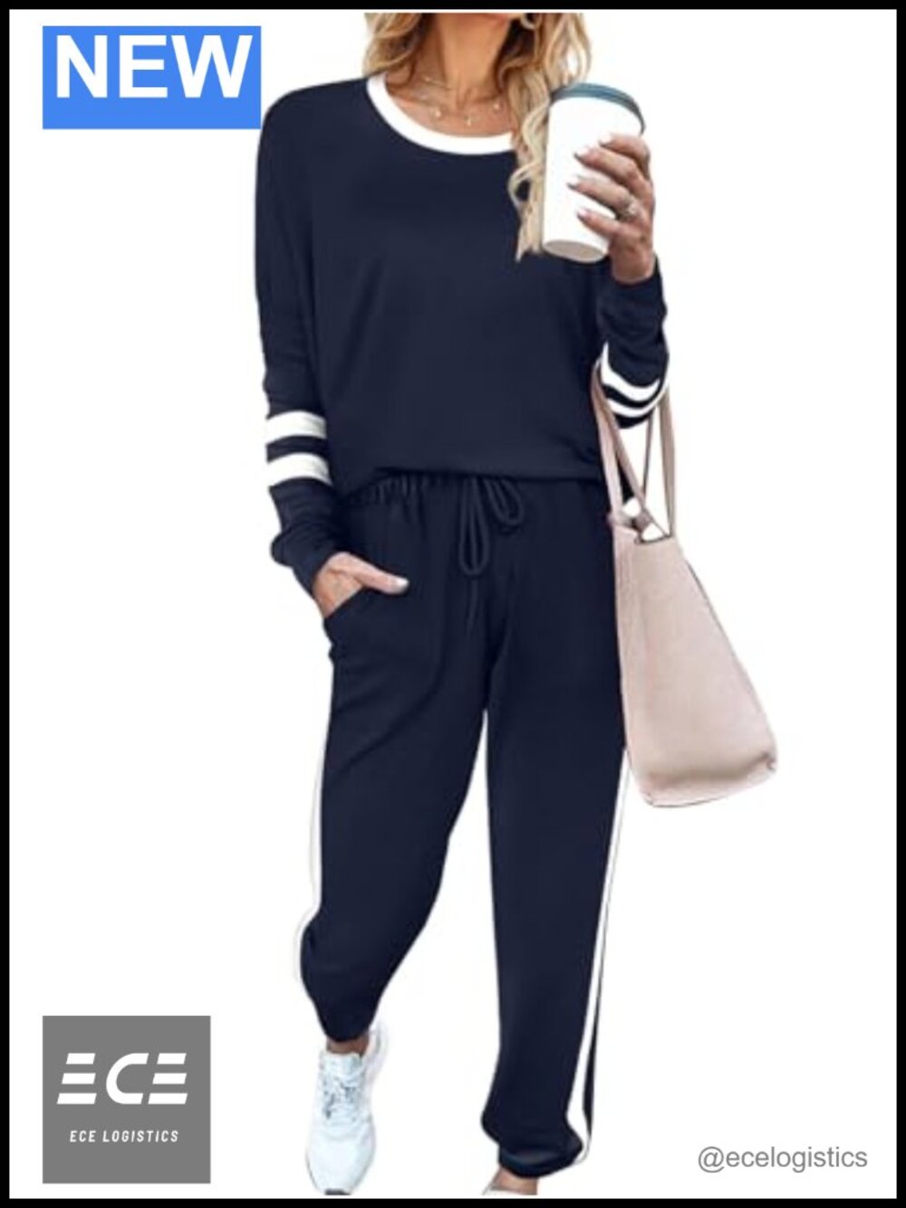 Women's 2 Piece Lounge Set Long Sleeve Crewneck Pullover Jogger Pants Casual
